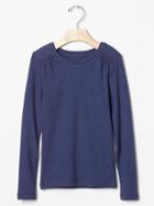 Gap Ribbed Lace Trim Tee - Blue Heather