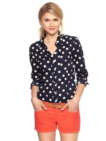 Gap Fitted Boyfriend Shirt - Fox Print