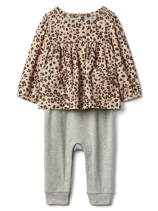 Gap Cheetah Shirred Double Layer One Piece - Leopard Print