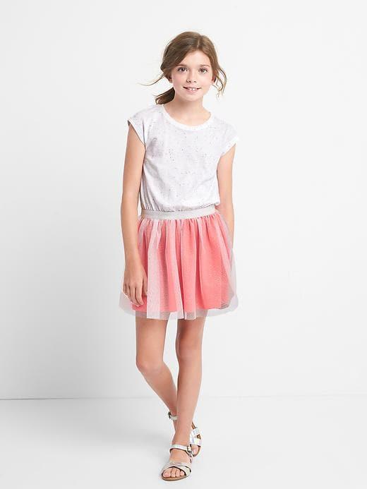 Gap Shimmer Tulle Cap Dress - Pink 121b