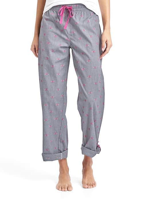 Gap Women Print Roll Tab Sleep Pants - Bee Print