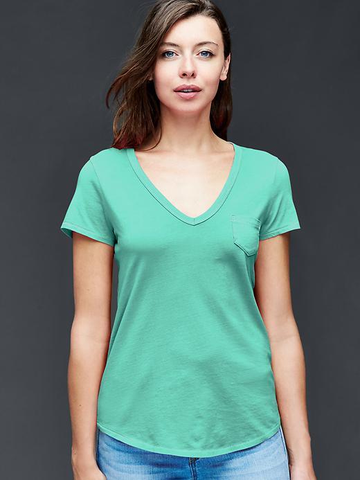Gap Vintage Wash V Neck Tee - Palm Springs Pink