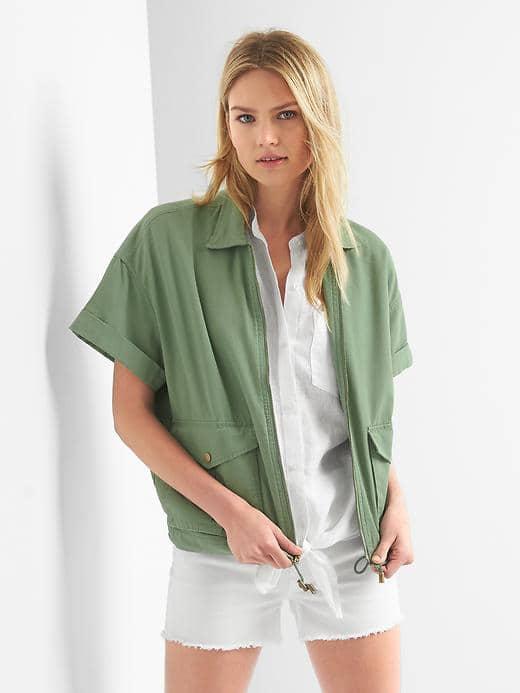 Gap Women Short Sleeve Utility Jacket - Twig