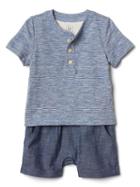 Gap Stripe Double Layer Shorty One Piece - Indigo