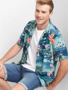 Gap Men Floral Print Short Sleeve Shirt - Tropical