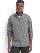 Gap Men Poplin Plaid Standard Fit Shirt - Pilot Grey
