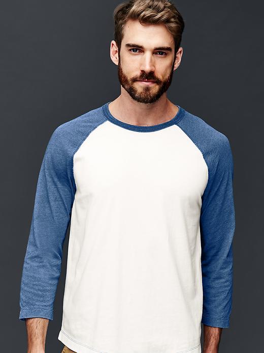 Gap Men Indigo Baseball T Shirt - Medium Indigo