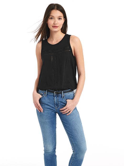 Gap Women Crochet Swing Tank - True Black