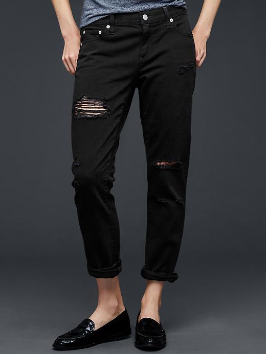 Gap Women 1969 Girlfriend Jean - Black Destroy Wash