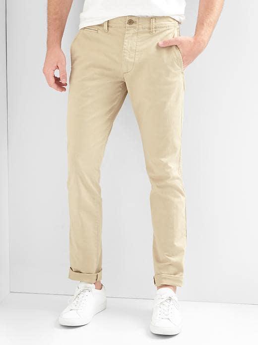 Gap Stretch Vintage Wash Skinny Fit Khakis - Iconic Khaki