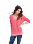 Gap Women French Terry V Neck Tunic Sweater - Rouge Red