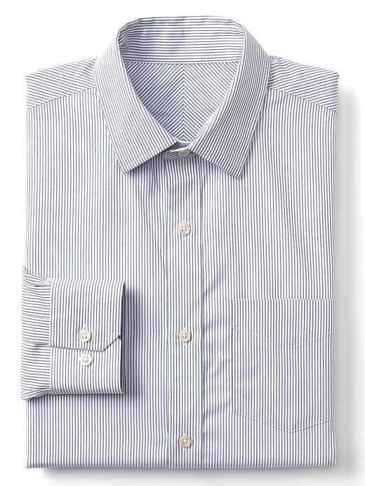 Gap Women Wrinkle Resistant Pinstripe Standard Fit Shirt - Imperial Blue