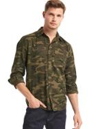 Gap Men Flannel Camo Long Sleeve Shirt - Bamboo