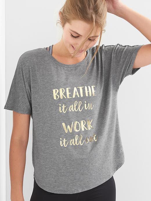 Gap Gapfit Breathe Graphic Tee - Heather Grey Graphic