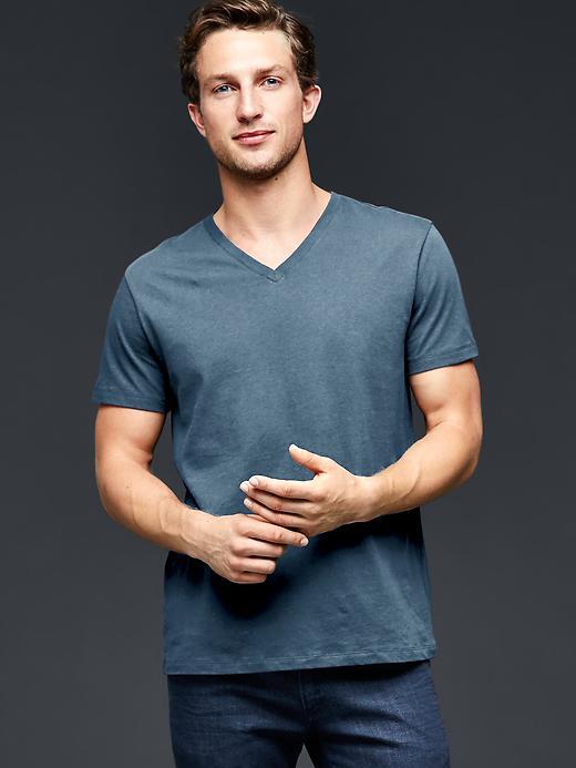 Gap Men Essential V Neck T Shirt - Indigo Slate
