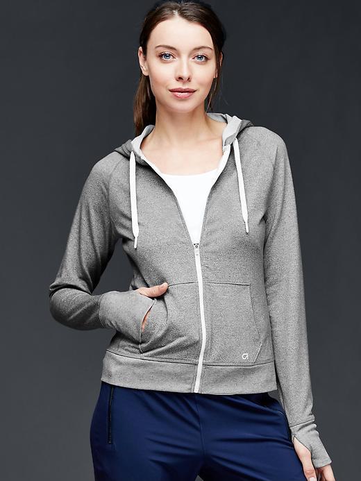 Gap Women Gapfit Breathe Terry Zip Hoodie - Heather Grey