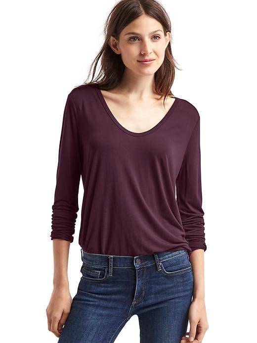 Gap Women Scoop Neck Long Sleeve Tunic - Rich Wine