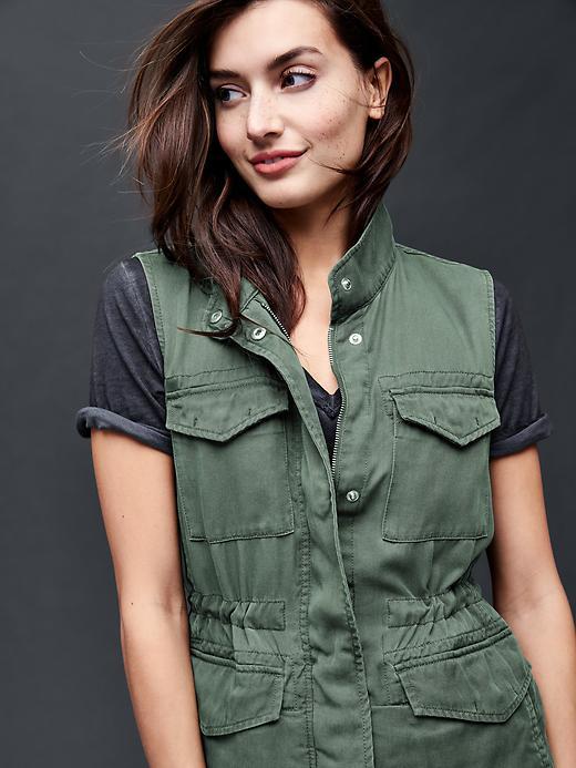 Gap Women Tencel Utility Vest - Cool Olive