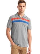 Gap Men Double Stripe Pique Polo - New Heather Grey