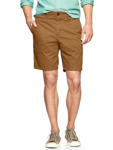 Gap Lived In Flat Front Shorts 10&quot; - Palomino Brown