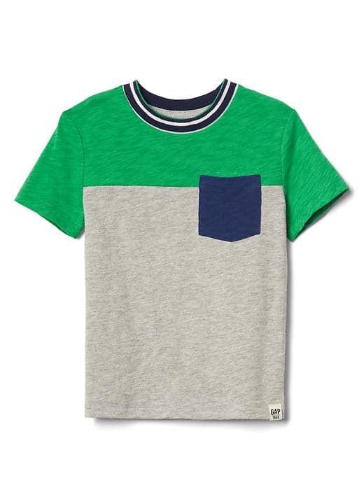 Gap Colorblock Pocket Slub Tee - Light Heather Grey