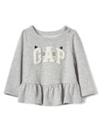 Gap Kitten Logo Peplum Sweatshirt - Light Heather Gray