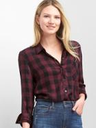 Gap Women Drapey Flannel Shirt - Plum Plaid
