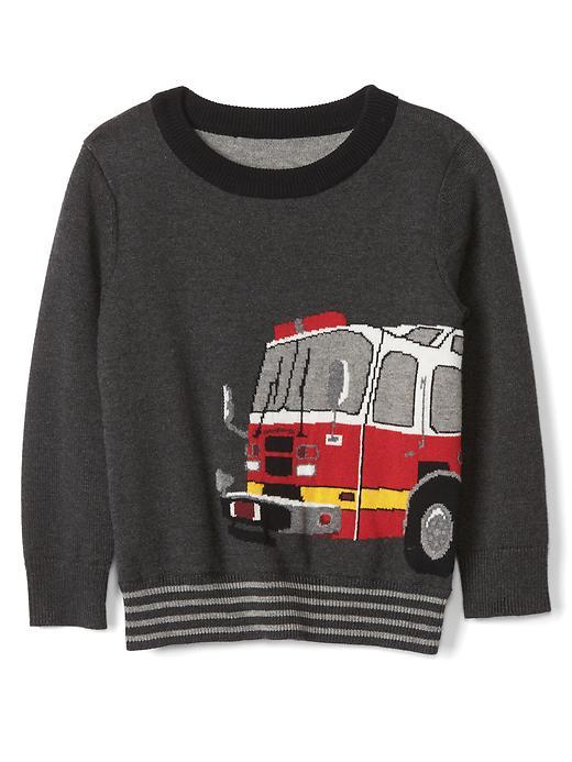 Gap Graphic Crew Sweater - Charcoal Gray