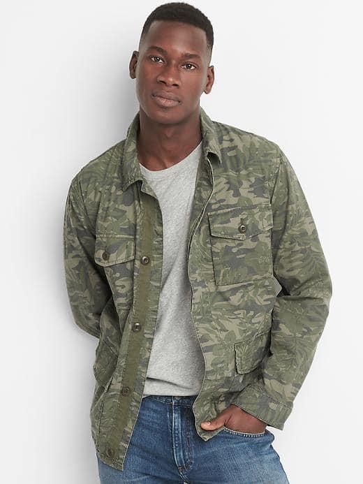 Gap Men Camo Fatigue Jacket - Palm Tree Green