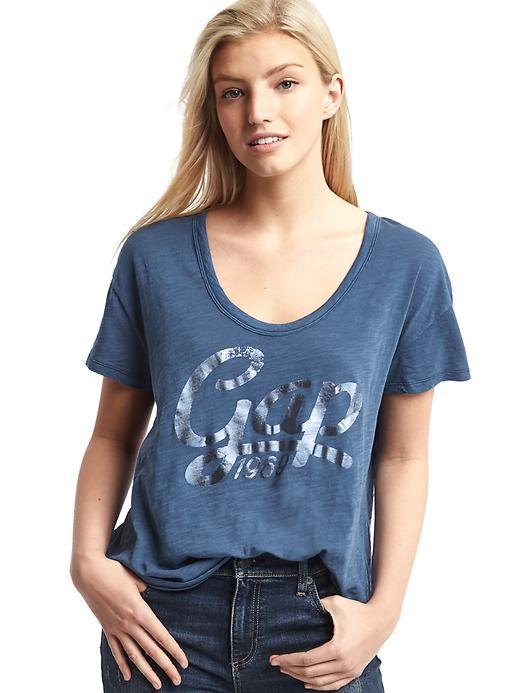 Gap Women Cursive Logo Scoop Tee - Dark Night