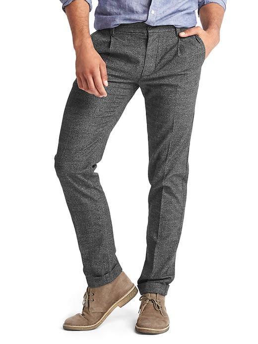 Gap Men Slim Fit Plaid Pleated Pants - Checked