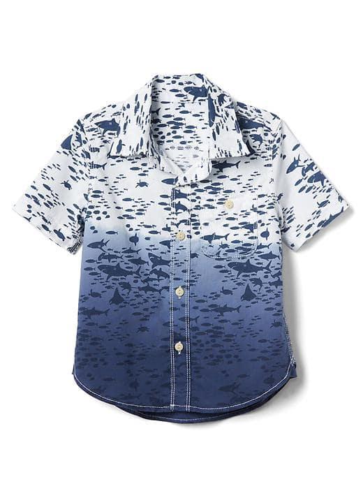 Gap Shark Poplin Short Sleeve Shirt - White