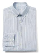 Gap Stretch Poplin Pinstripe Slim Fit Shirt - Blue
