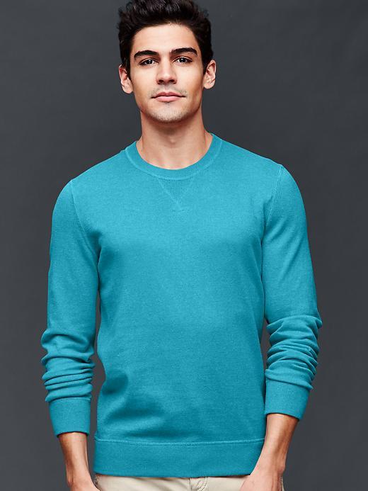 Gap Cotton Crew Sweater - Teal Heather