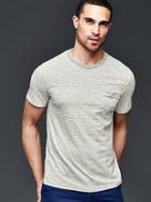 Gap Men Vintage Wash Feeder Stripe T Shirt - Gray Stripe