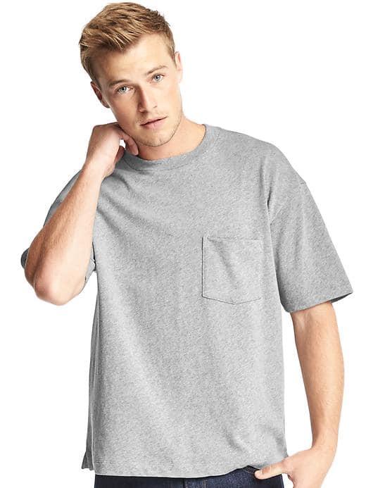 Gap Men Heavyweight Crewneck Pocket Tee - New Heather Grey