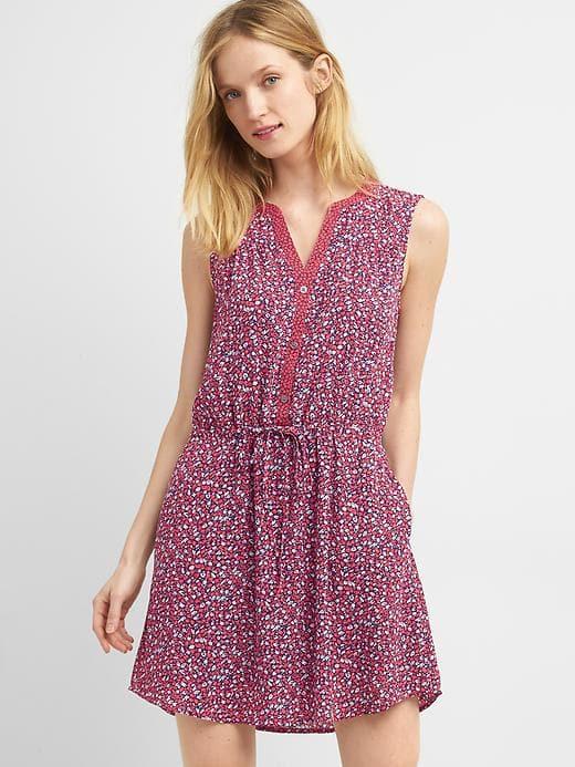 Gap Women Sleeveless Floral Shirtdress - Pink Floral