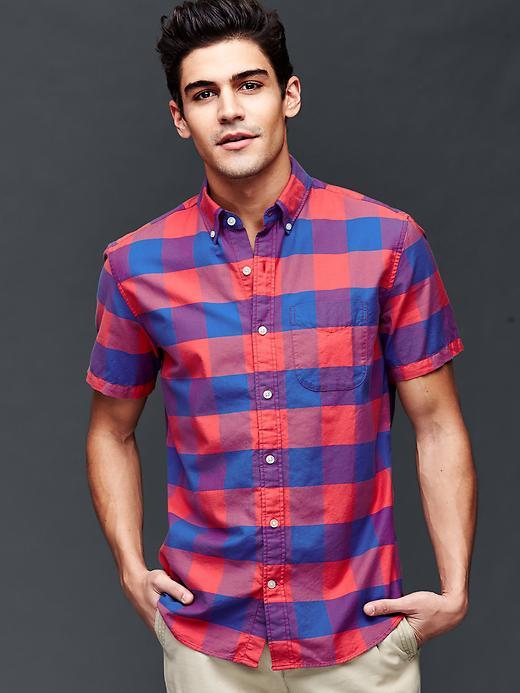 Gap Men Large Gingham Oxford Shirt - Buoy Red