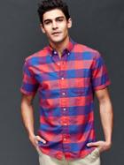 Gap Men Large Gingham Oxford Shirt - Buoy Red