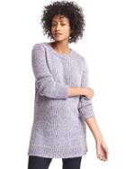 Gap Marled Side Slit Sweater - Purple Marl