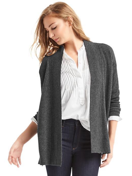 Gap Women Cozy Open Front Cardigan - Charcoal Heather