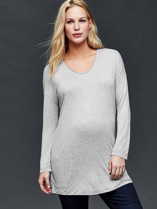 Gap Solid Rayon V Neck Tee - Heather Grey