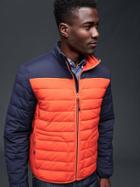 Gap Men Coldcontrol Lite Stretch Colorblock Puffer Jacket - Lava Orange