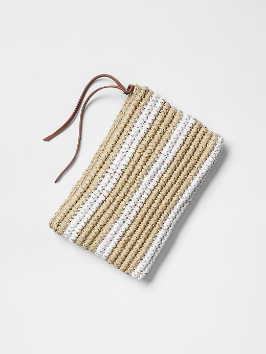 Gap Stripe Straw Clutch - White Stripe