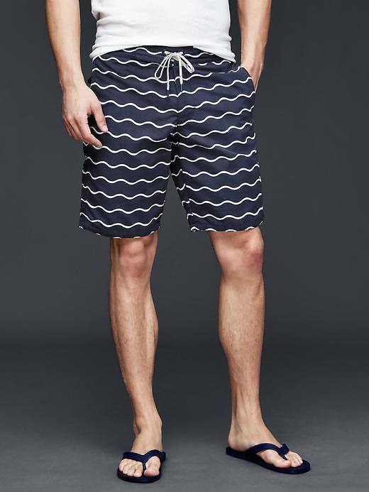 Gap Men Wavey Stripe Board Shorts 10 - Navy