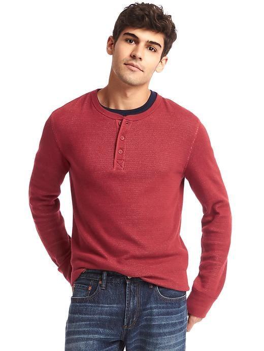 Gap Men Waffle Knit Henley - Japanese Maple