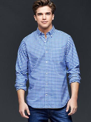 Gap Men Gingham Button Down Oxford Shirt - Blue Allure