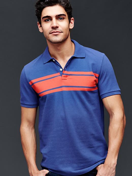 Gap Men Chest Stripe Pique Polo - Deep Cobalt