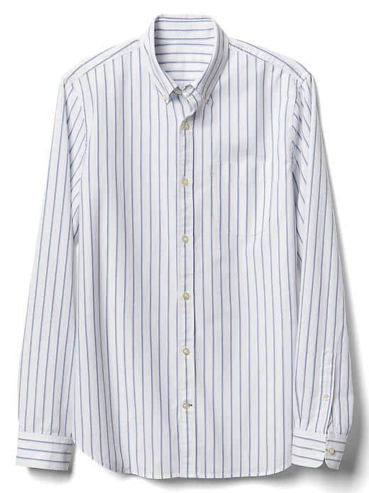 Gap Men Oxford Stripe Slim Fit Shirt - Campus Blue
