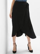 Gap Women Drapey Wrap Midi Skirt - True Black